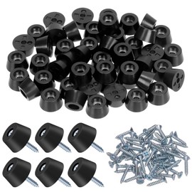 Hilitchi 50Pcs 0.28" H x 0.5" D Black Rubber Feet Cutting Board Feet with Stainless Screws Non Slip Rubber Feet Soft Cutting Board Feet Round Rubber Feet Pads for Furniture