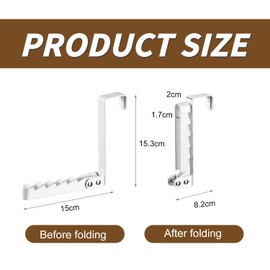 Kleiderhaken Klappbar, Türhaken zum Einhängen, Kleiderlüfter Klappbar Außen, Türhaken Weiß Kein Bohren, Kleiderhaken Tür Einhängen mit 5 Rillen zum Hängehaken, Tür Hackenhalter für Unter 4,5 cm