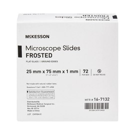McKesson Frosted Glass Microscope Slides with Ground Edges, 1" x 3" x 1 mm, 72 Count