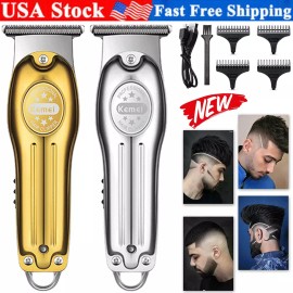 Kemei Men's Hair Clippers Electric Cordless T-Types Hair Trimmer Cutting Machine - Classic Sliver