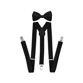 OranSee® Tirantes de los hombres, Set De Tirantes Sujetadores Y Moño Unisex, Set o Kit de Moño y Tirantes para Hombre, Tirantes de Clip Resistentes en Y Ajustables para Informal y Formal(Negro)