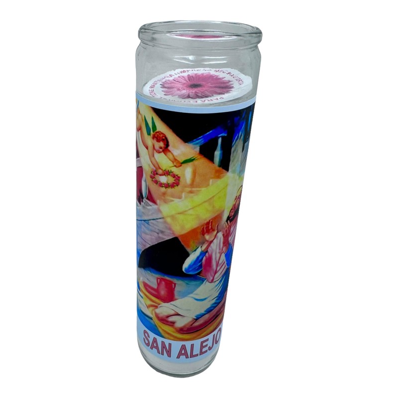 Veladora de rezo San Alejo prayer candle oracion al reverso