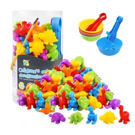 Bluelander Set de Juguetes de Clasificación de Colores, 56 Piezas, Juegos Didacticos, Juguetes Educativos, Desarrollo Cognitivo, Juguetes Didácticos para Niños, No Tóxico, Sin BPA (Dinosaurios)