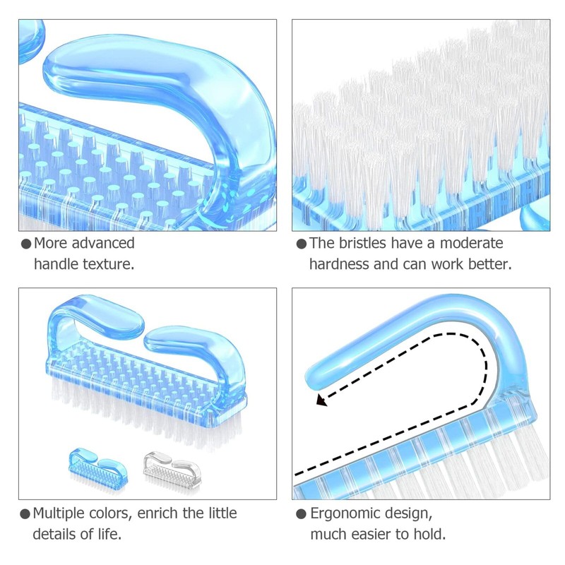 4 Pcs Nail Cleaning Brush, Plastic Handle Scrubbing Brush Eco