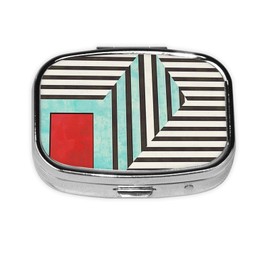 Geometric Art Transformation Illustration Weekly Pill Organizer - Square Travel Pill Box with Multiple Compartments, Ideal for Vitamins, Supplements, and Cod Liver Oil Storage.