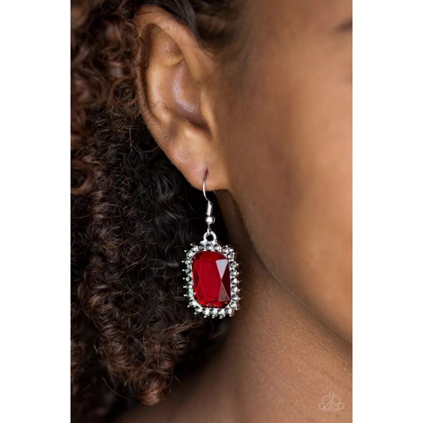 Paparazzi - Downtown Dapper - Red - Earrings