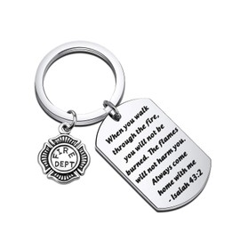 MYOSPARK Firefighter Prayer Keychain When You Walk Through The Flames Fireman Graduation Gift (Firefighter K2)