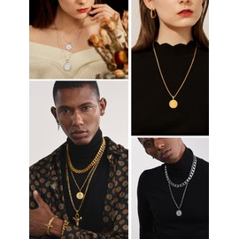 PROSTEEL Saint Benedict Religious Cross Medal Pendant Necklace Vintage French Talisman Amulet 18K Gold Plated Men Christian Jewelry