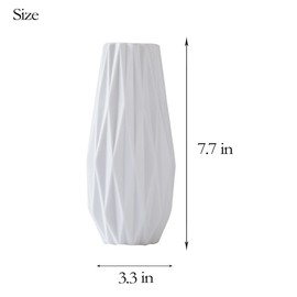 White Ceramic Vases Flower for Home Décor Modern Boho Vase for Living Room Pampas Floor Tall Geometric Vase (7.7in) (WhiteC)