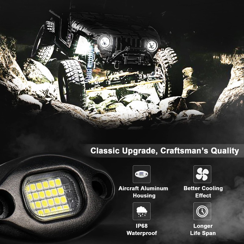 Rock Lights for Trucks & Off-Road Vehicles - 15ft Cables,