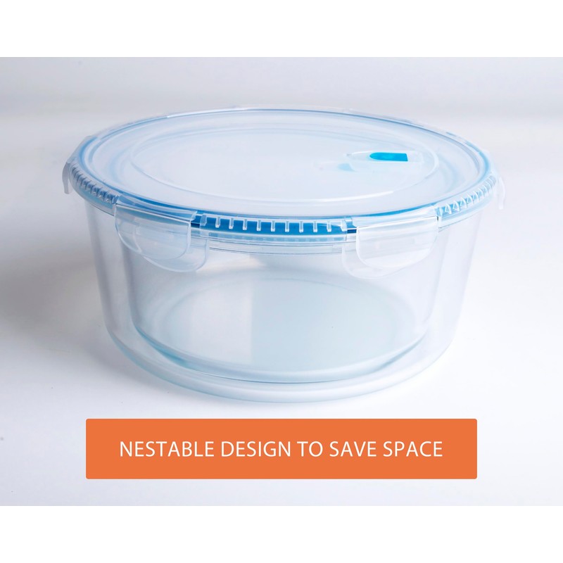 HUSANMP Large Borosilicate Tempered Glass Food Storage Containers with BPA-Free