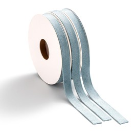 MORSUNBELA Velvet Ribbon 3 Rolls x 4.5 m Ribbon, Gift Ribbon Grey Blue, Velvet Ribbons Gift Ribbons for Wedding Party Valentine's Day Birthday Gifts