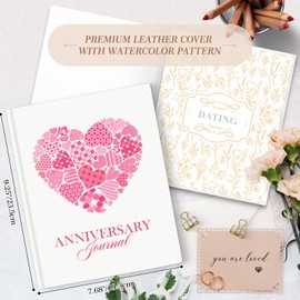 Lanpn Wedding Anniversary Journal Notebook - Leather First Year to 70th Anniversary Scrapbook Memory Book for Couples - Newlywed Marriage Bridal Shower Journal Wedding Gift, 190 Pages