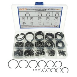 Hvazi 310PCS 14-Sizes round Wire C-Clips Internal Snap Rings Assortment Kit Round Wire