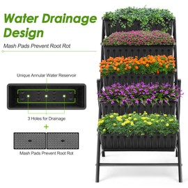 Homdox 3.74FT Vertical Raised Garden Bed, 5 Tiers Elevated Garden Planters, 23 * 26 * 45Inch Indoor Outdoor Raised Planter Box with 4 Hooks, fit for Vegetables Flowers on Patio Balcony Garden, Black