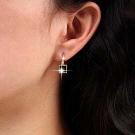 TseenYi Square Crystal Earrings Gold CZ Square Hook Earrings Samll Rhinestone Earrings Drop Full Clear Rhinestone Earrings Bridal CZ Wedding Earrings Jewellery for Women and Girls, Crystal