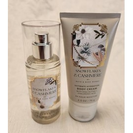 Bath and Body Travel Mini Purse Size Body Care Bundle Set - 2 pc Bundle - 2.5 fl oz Fine Fragrance Mist and 2.5 oz Body Cream - Gift Set (SNOWFLAKES & CASHMERE)