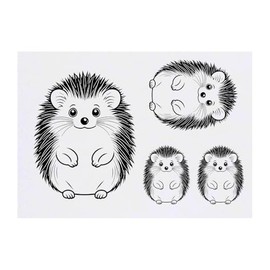 4 x 'Cute Hedgehog' Temporary Tattoos - Water Resistant, Skin-Safe, Non-Toxic Transfers, Mixed Sizes (TO00078240)