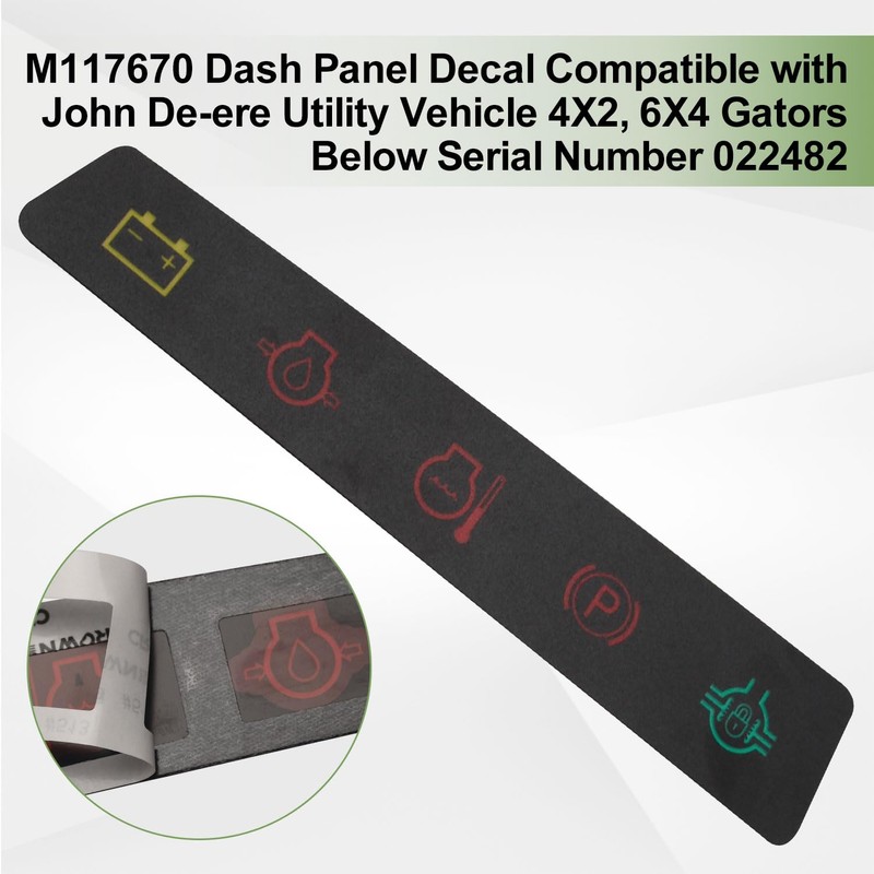 M117670 Dash Panel Decal/Instrument Panel Indicator Label Compatible with John
