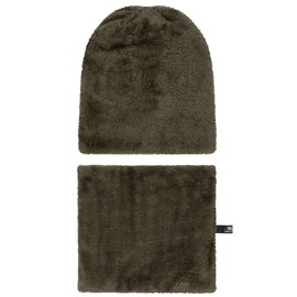 INDICODE Siracusa Men's Hoodie Winter Hat, Warm Beanie, Knitted Hat, Includes Scarf with Fleece Lining -