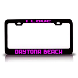 Custom Brother - I Love Daytona Beach City Cities Metal Car SUV Truck License Plate Frame Bl n5