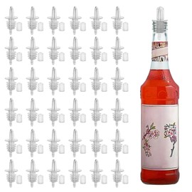 36 PCS Bottle Pourers And 36 PCS rubber pourers dust cap covers Syrup Pourer Pour Spouts Plastic Liquor Bottle Pourers with Rubber Pourers Dust Cap Covers Bottle Pourers (Clear)