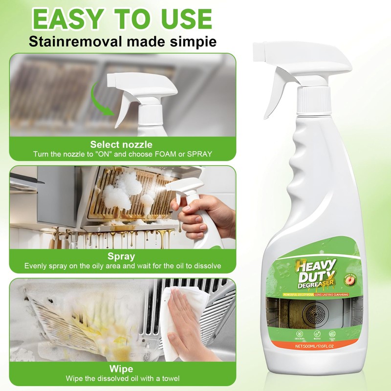 Heavy Duty Degreaser, 500ML Kitchen Cleaner Spray, All Purpose Cleaner