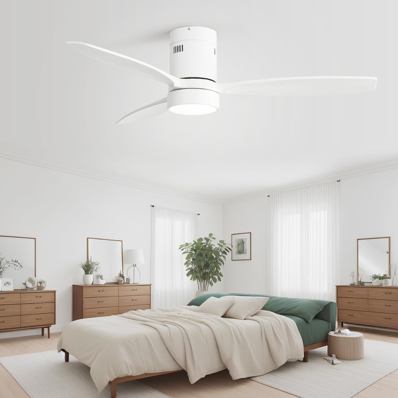 Sofucor 52 Inch Low Profile Ceiling Fan with Lights Remote