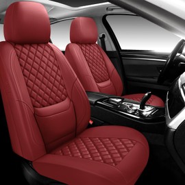 NS YOLO Full Coverage Leather Car Seat Covers Full Set,Waterproof Seat Covers for Cars,SUVs Pick-up Truck, Car Seat Cushion,Car Seat Protector,Wine Red Seat Cover with 5 Seats