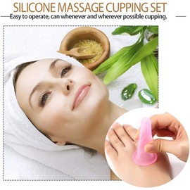 4 Stück/Set 2 Gesichtstassen und 2 Mini Gesichtstassen Silikon Massage Schröpfen Set Körpermassage Helfer Hautpflege für Gesicht Hals Rücken Augen Manuelle Massagewerkzeuge Rosa