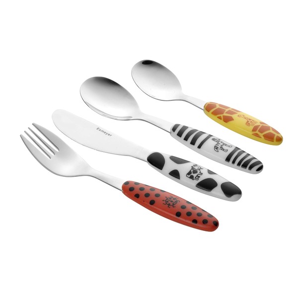 Esmeyer Safari 199-351 4-Piece Cutlery Set for Children Stainless Steel Plastic Handles