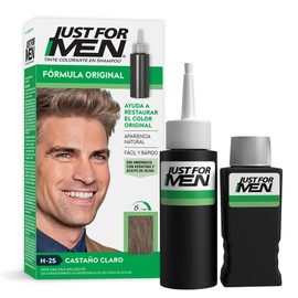 Just For Men, Tinte Colorante En Shampoo, Castaño Claro H25, Opción Ideal Para Cubrir 100% de Las Canas, 66ml