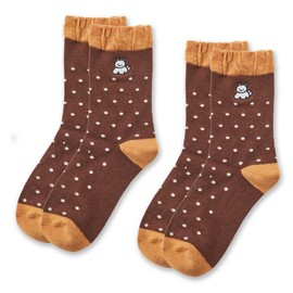 Gunze Women's Socks, Teraoka Natsumi Socks, Set of 2, Polka Dot Pattern, Braun