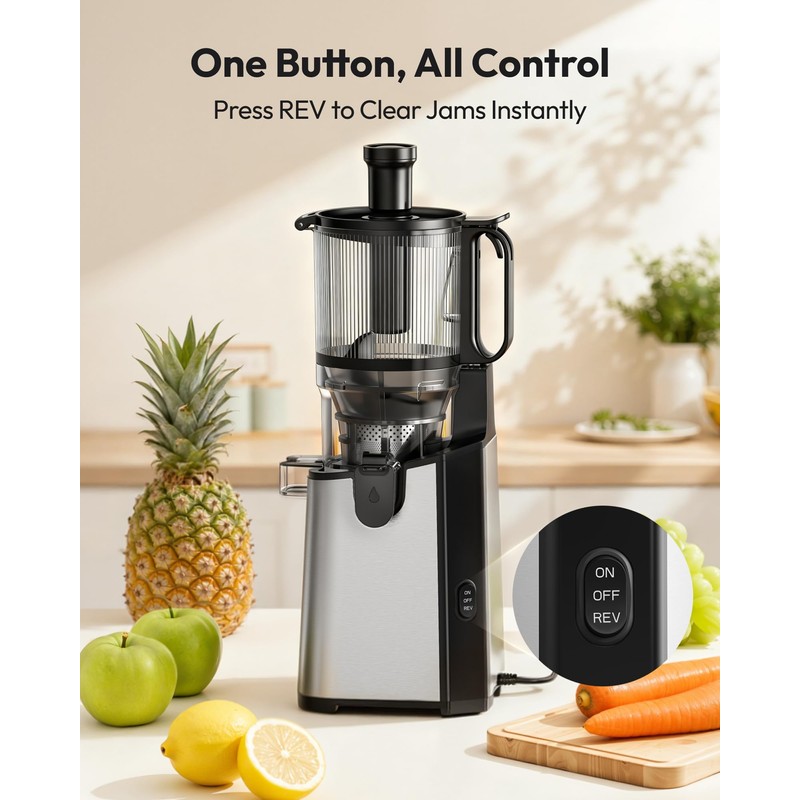 Cold Press Juicer Machines, EUHOMY 5.7" Wide Feed Chute Juicer