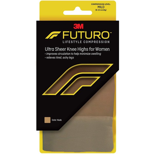 Futuro Knee Highs for Women, Mild Compression, 8-15 mm/Hg, Helps Improve Circulation to Help Minmize Swelling