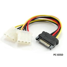 CablesOnline 6" SATA 15-Pin Male to Dual 4-Pin Molex Y Power Splitter - CablesOnline PC-025D