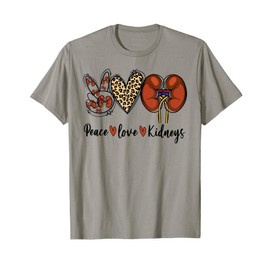 Peace Love Kidneys Leopard Dialysis Nurse Kidney Awareness T-Shirt