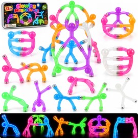 12 Pcs Glowing Magnetic Men Fidget Toys, Magnet Travel Toys with Metal Box