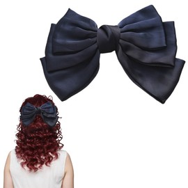 Silky Big Bow Hair Clip - Soft Satin Hair Ribbon Ponytail Holder Accessories Slides Metal Clips Hair Bow for Women Girls 28107