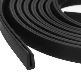 sourcing map sourcing map U Channel Edge Trim, 13.1ft Length Rubber Guard Seal Strip Edge Protector Flat Type Fit for 1mm Edge, (5/32" W x 5/16" H) Black
