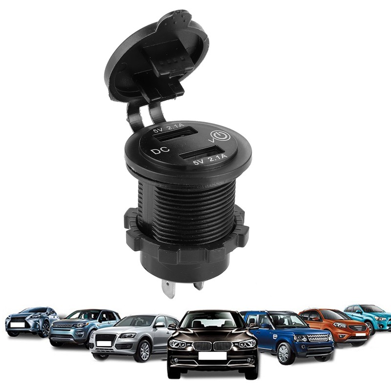 Dual USB Car Charger Lighter Socket Car Modification with Voltmeter