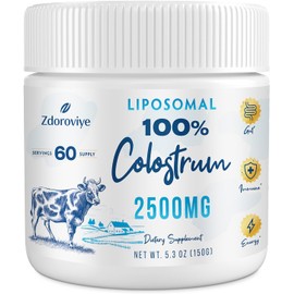 Liposomal Bovine Colostrum Powder Supplement 2500 mg, Higher Absorption Than Regular Bovine Colostrum (60 Servings)