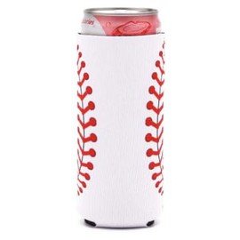 PKM Collapsible Neoprene Can Coolers Texas Flag Baseball Make America Great Again Reagan Bush 84 -Dont Tread on me - Trump 2024 (Baseball Stitching, Slim Can Cooler)