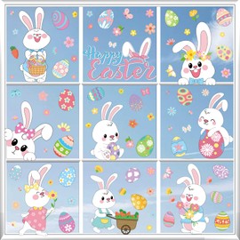 Easter Decorations Window Clings - 103 PCS Easter Window Stickers for Glass Windows - Spring Easter Decor Clings for Windows - Perfect Easter Gifts (Easter Rabbit)