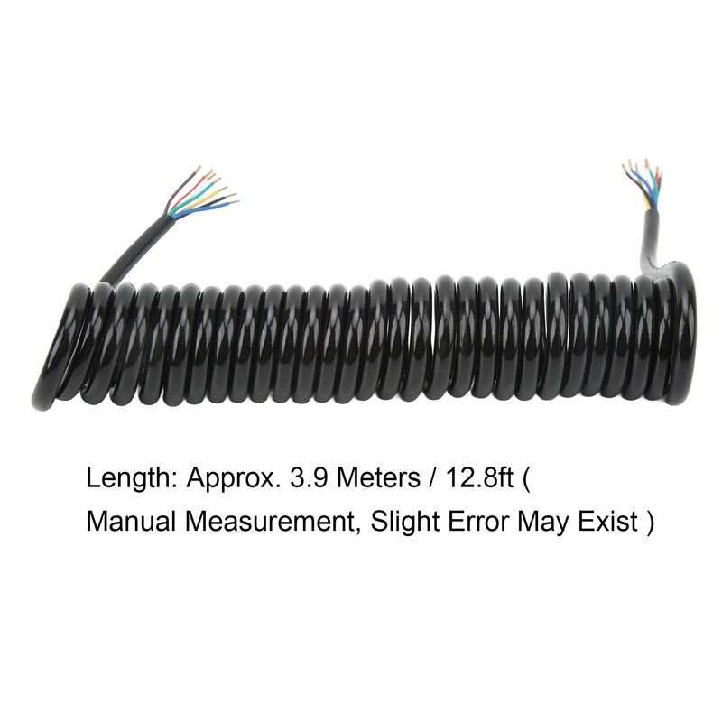 Trailer Extension Coiled Cable 12.8ft 20AWG 7 Core Polyurethane Copper