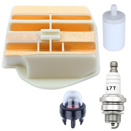AZXX 599333601 Air Filter Kit for Husqvarna 445 450 Chainsaws, Air filter Tune Up Kit 4 Pcs Spark Plug Primer Bulb Fuel Filter Compatible with 445 450 Rancher 445E II Air Filter Maintenance Parts