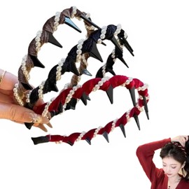 NKDFRI Vintage High Cranium Artificial Pearl Hairband - 3 Pack Bridal Rhinestone Hair Hoop, Anti-Slip Teeth Headband for Women, Elegant Beaded Wedding Hair Accessories for Bride & Daily Wear