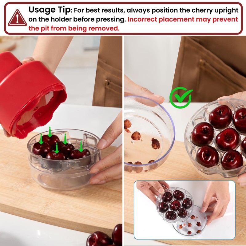 SCHVUBENR 7-IN-1 Large Cherry Pitter Tool - Portable Cherry Corer