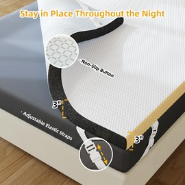 YITAHOME Memory Foam Mattress Topper Twin, 3 Inch Gel Firm Bed Toppers, Breathable Soft Vents Holes Mattress Pad with Removable Washable Cover