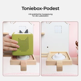 YUXSM House Tonie Shelf for Toniebox | Tonie Storage for 20-30 Tonie Figures Characters Magnetic Wall Shelf for Tonie Toniebox, Charging Station (Pink)